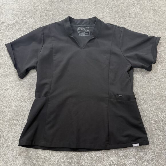 FIGS Women’s Black Inala Slim Fit V-Neck Scrub Top XXL Short Sleeve Pockets - Picture 1 of 7